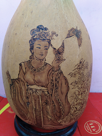 周强一作品8  葫芦烙画《贵妃醉酒》